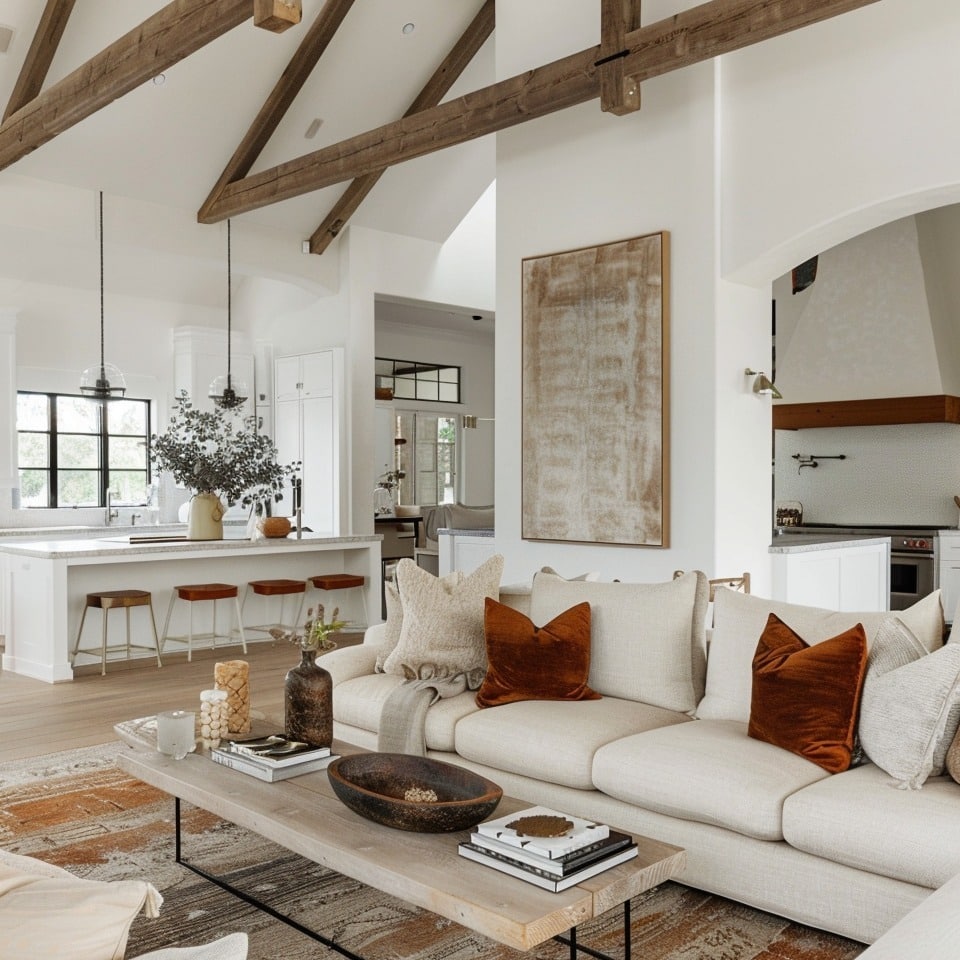6. Rustic Elegance with Autumn Accents - aesthetic living room ideas