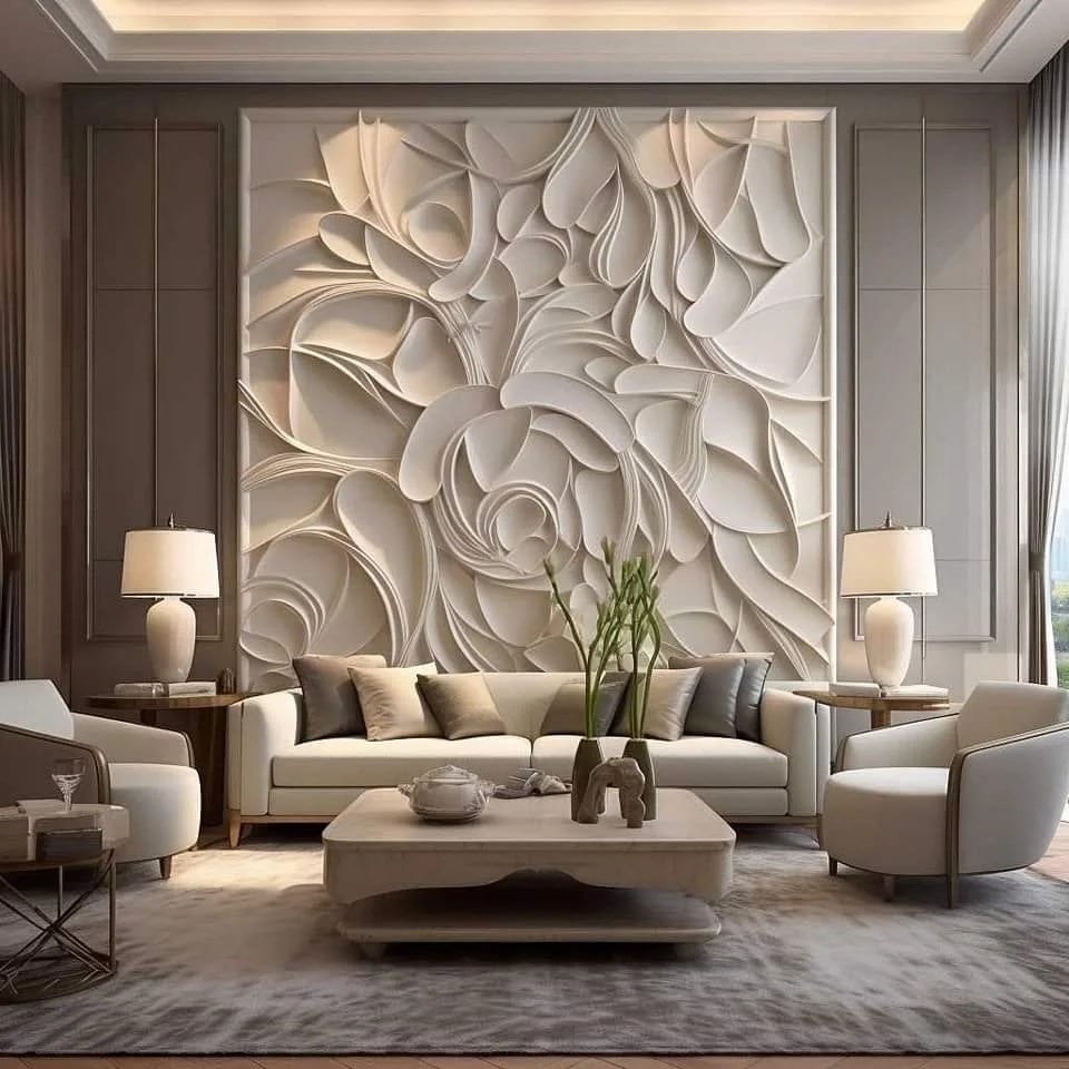 8. Sculptural Modern Luxury - aesthetic living room ideas