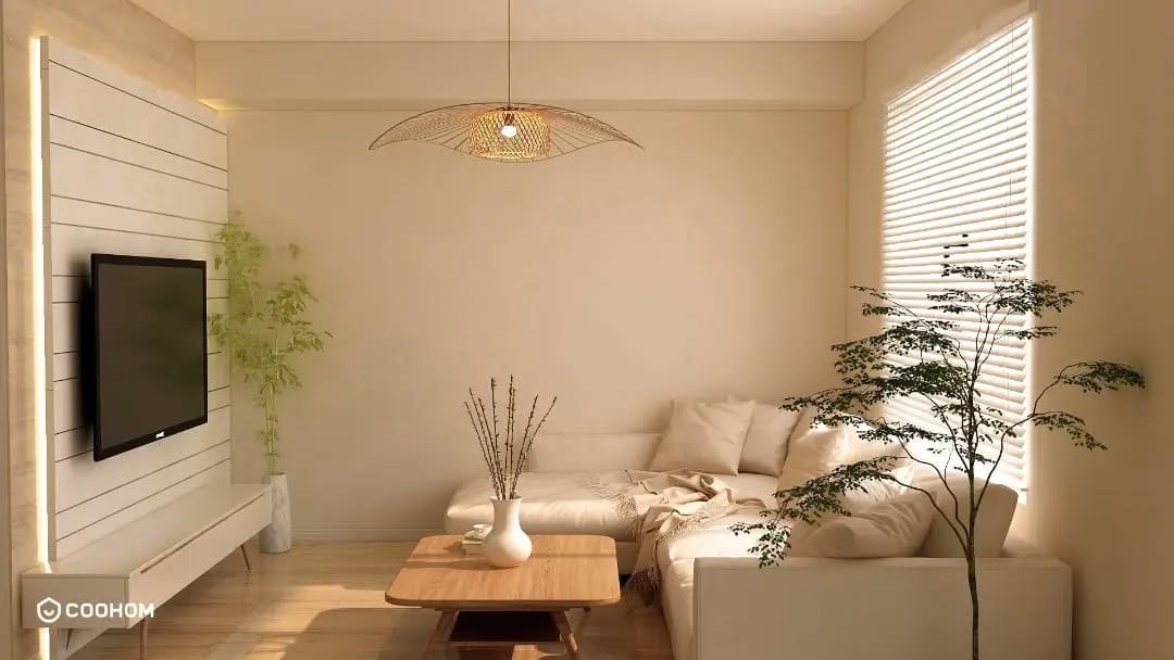 17. Soft Minimal Beige Comfort - aesthetic living room ideas