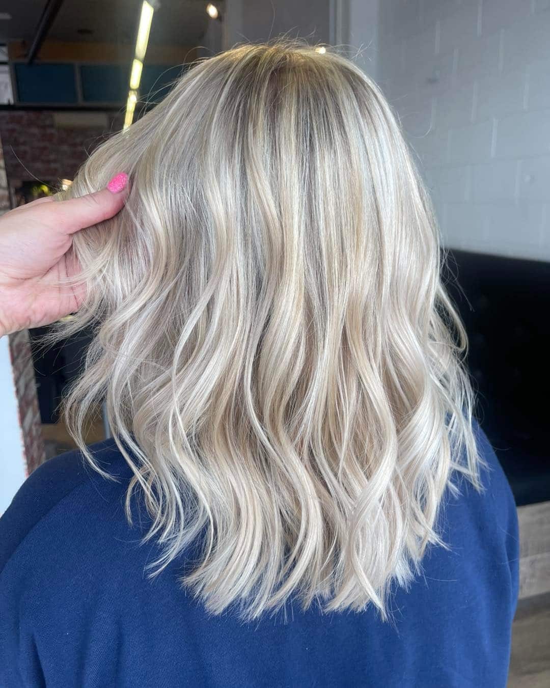 6. Creamy Beige Ash Lob - Ash Blonde Hair Color