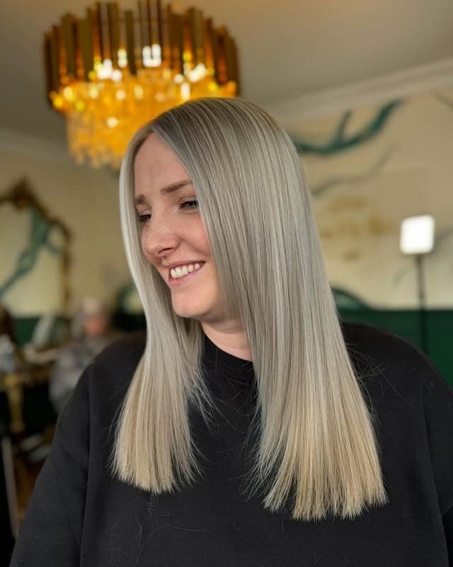 8. Cool Silver Straight Finish - Ash Blonde Hair Color