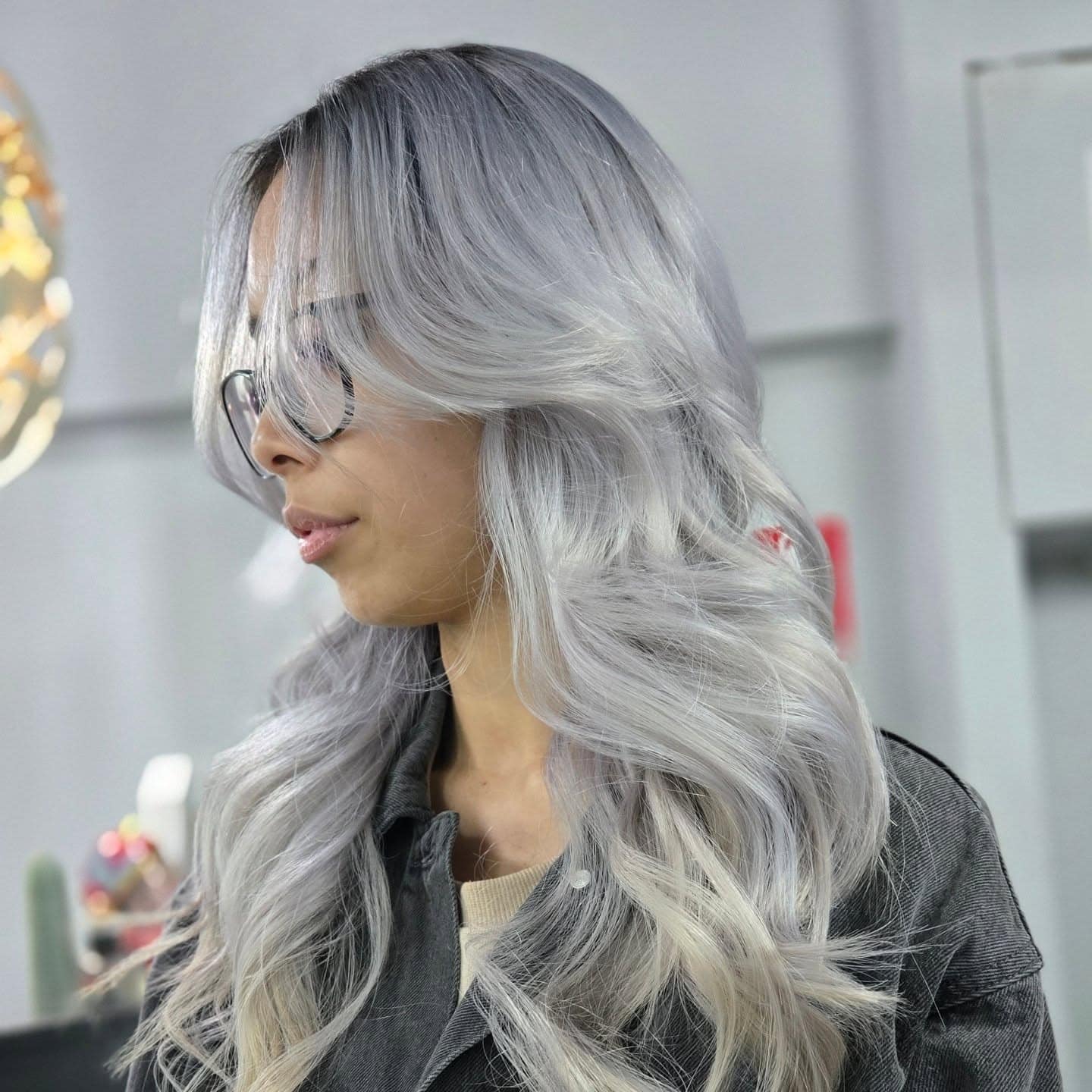 2. Platinum Smoke Waves - Silver Hair Color