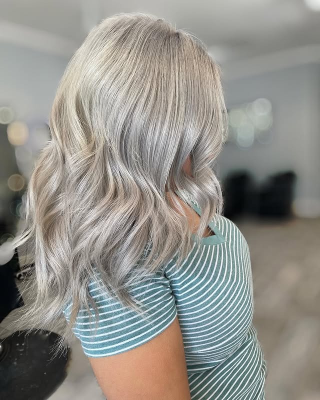 22. Classic Metallic Silver Layers - Silver Hair Color