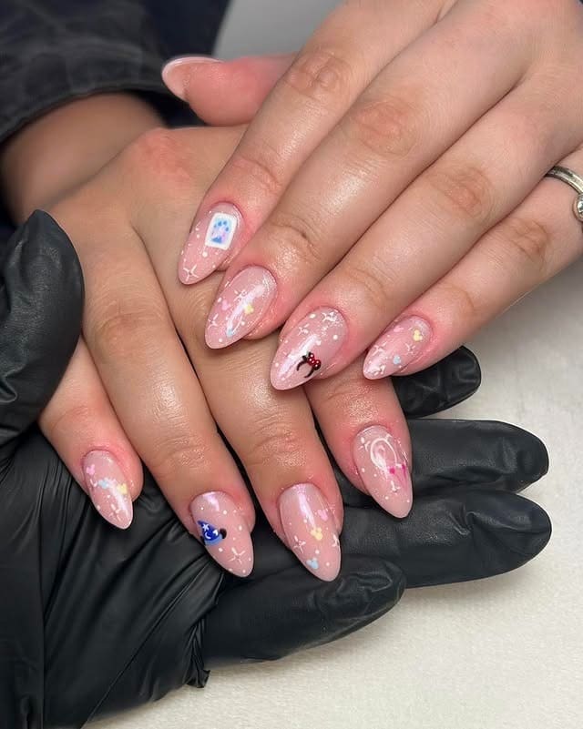 4. Playful Pink Charm Nails - iridescent nail ideas