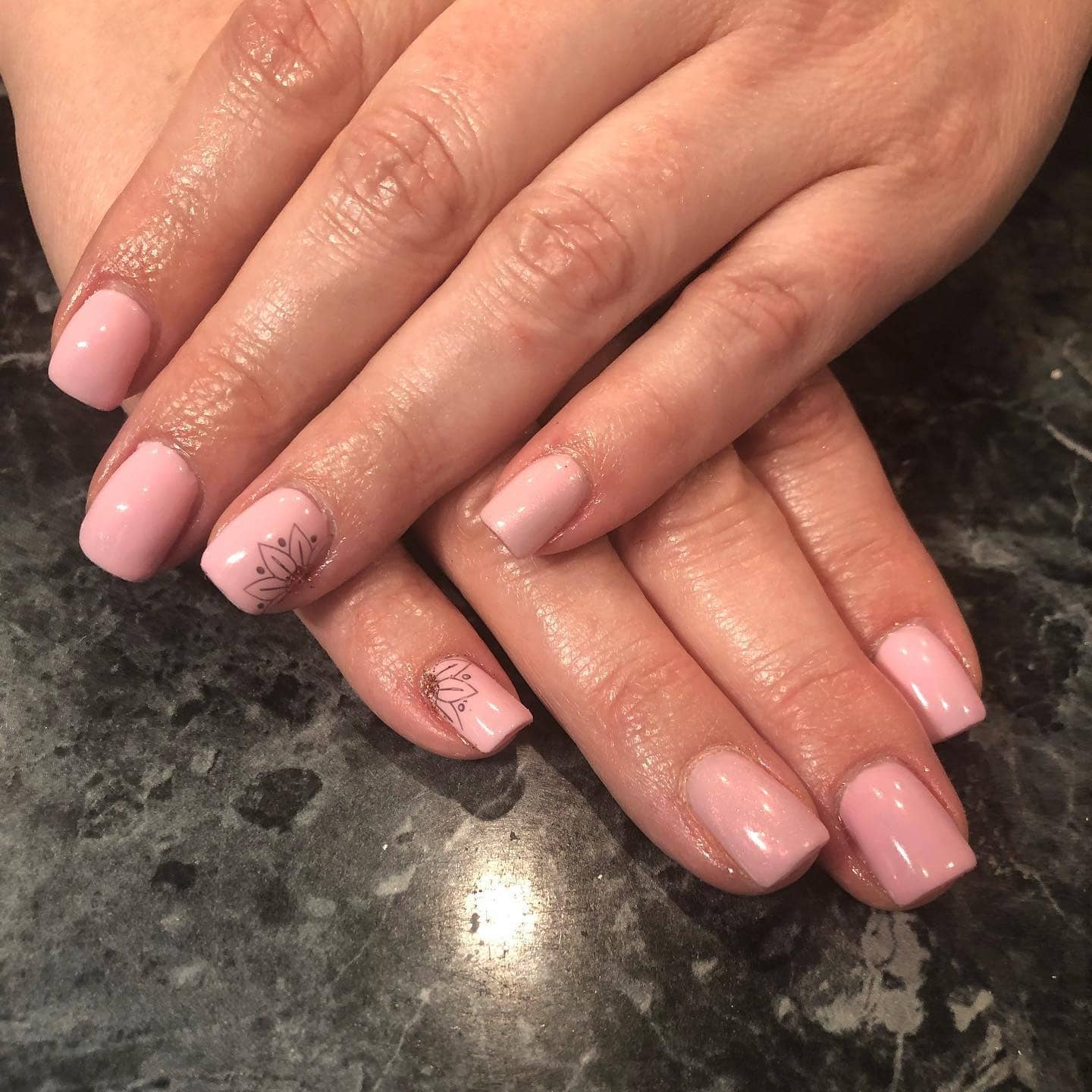 11. Blush Petal Nails with Fine Line Art - iridescent nail ideas