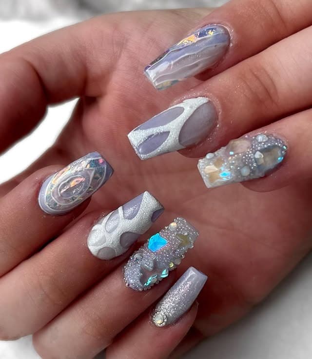 19. Opal Glitter Fade Nails - iridescent nail ideas