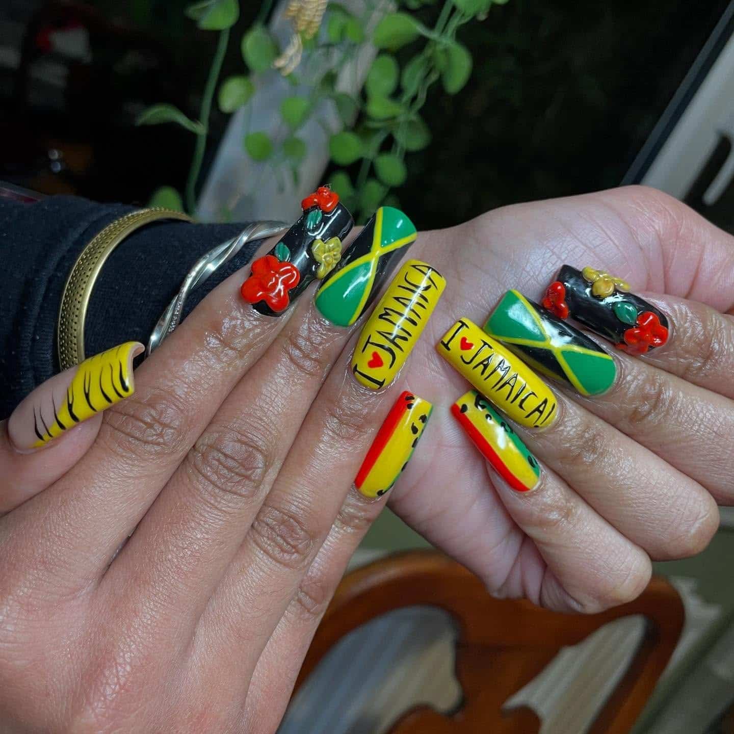 7. Jamaican Pride 3D Art - jamaican nail ideas