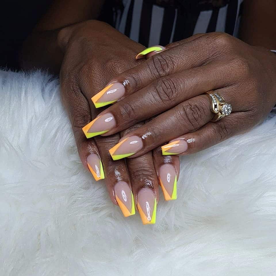 14. Neon Edge French Revival - jamaican nail ideas