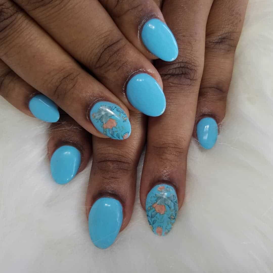 15. Aqua Bloom Simplicity - jamaican nail ideas