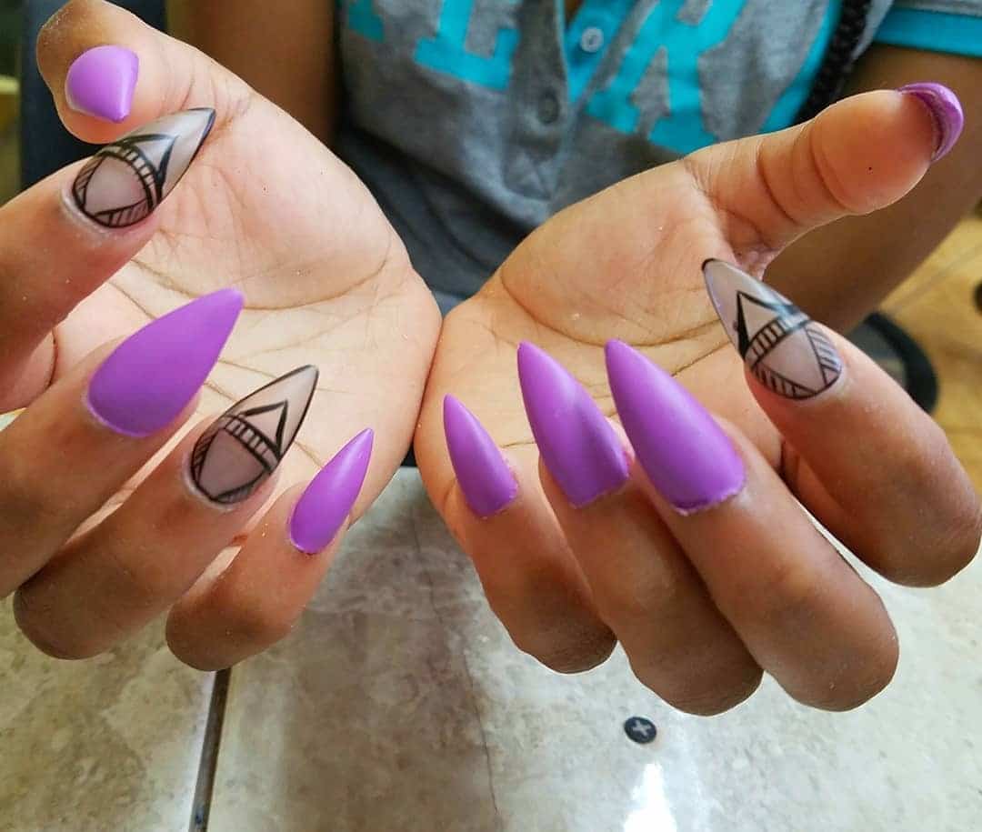 16. Lavender Matte Tribal Art - jamaican nail ideas