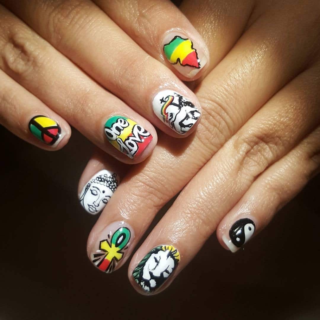 19. Reggae Expression Nail Art - jamaican nail ideas