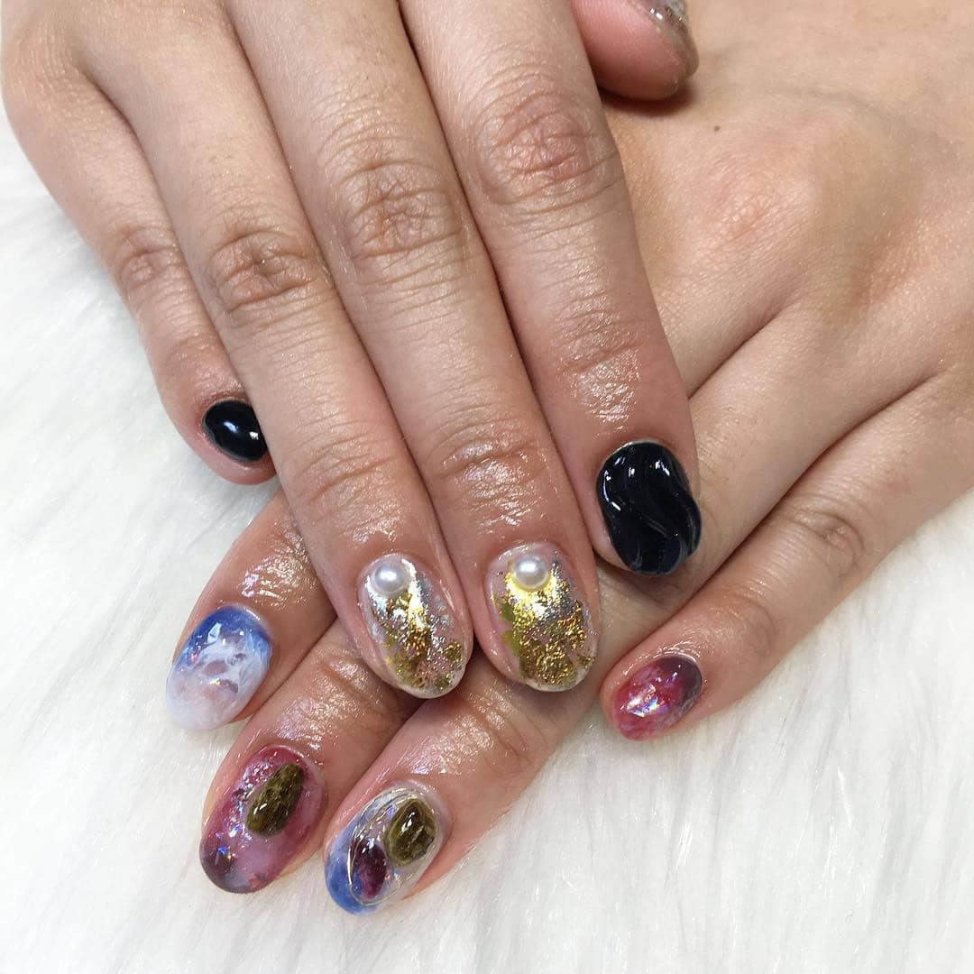 13. Celestial Gem Art Nails - kawaii nail ideas