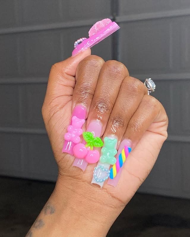 18. Candyland Charm Nails - kawaii nail ideas