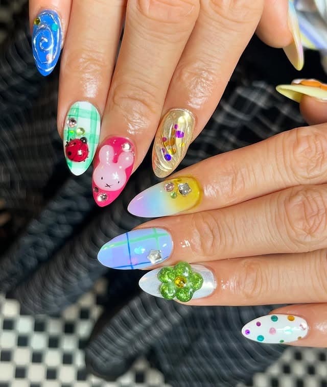 20. Playful Character Pop Art Nails - kawaii nail ideas