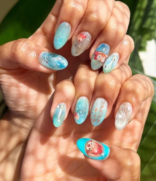 22. Ocean Spirit Nail Art - kawaii nail ideas