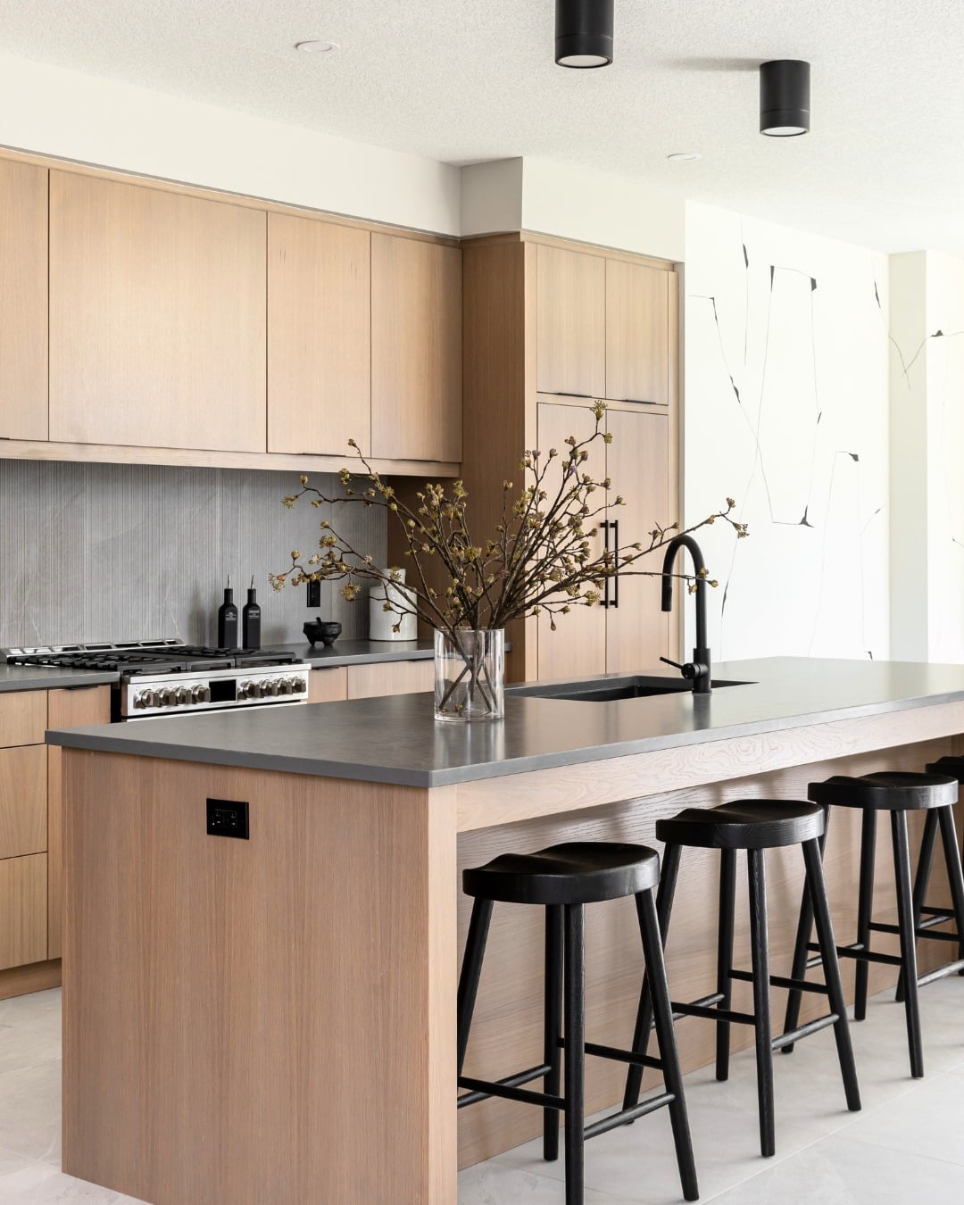 21. Natural Oak with Charcoal Accents - contemporary kitchen ideas