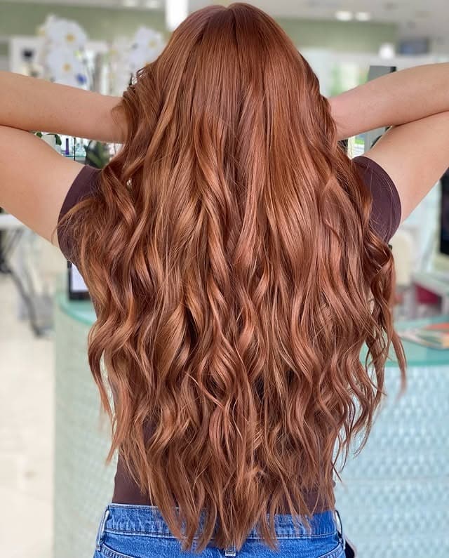 7. Golden Copper Cascade - Ginger Hair Color