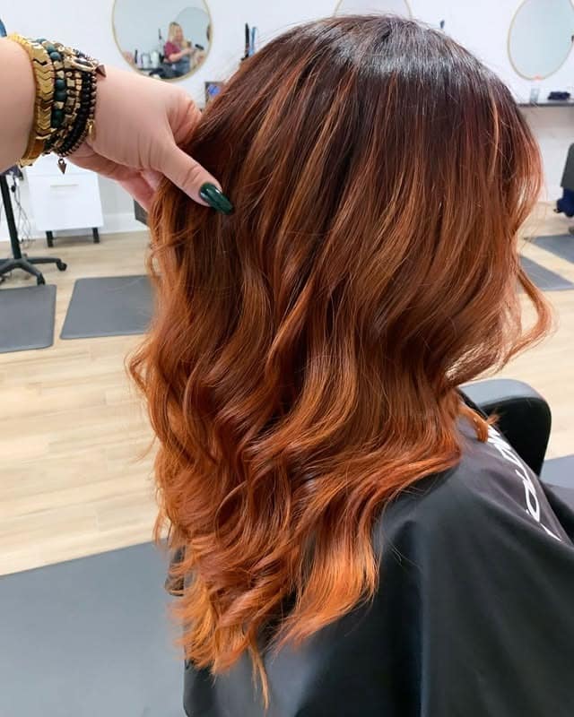 21. Warm Auburn Melt with Soft Waves - Ginger Hair Color