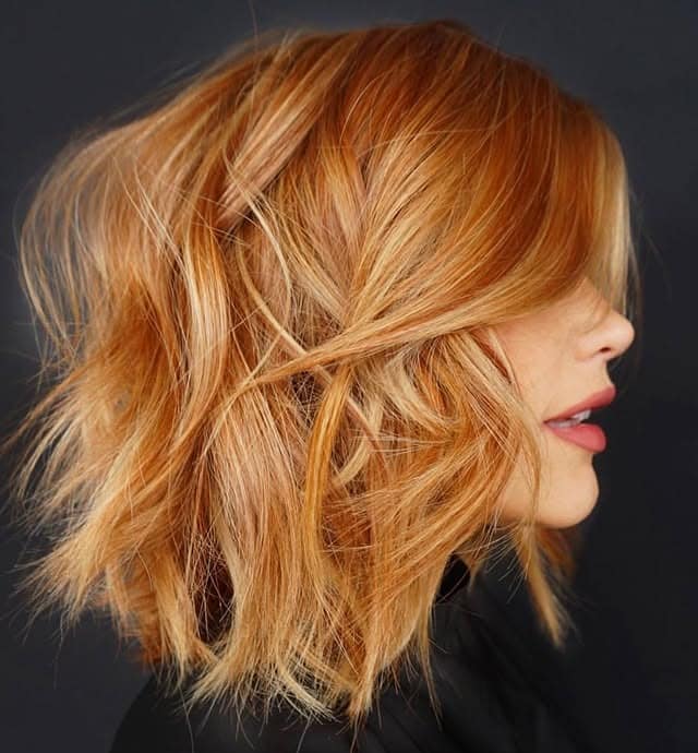 22. Golden Ginger Tousled Bob - Ginger Hair Color