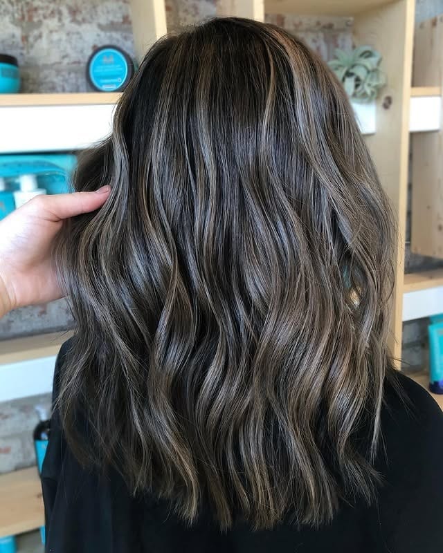 12. Cool Mocha Balayage Lob - Balayage Hair Colors