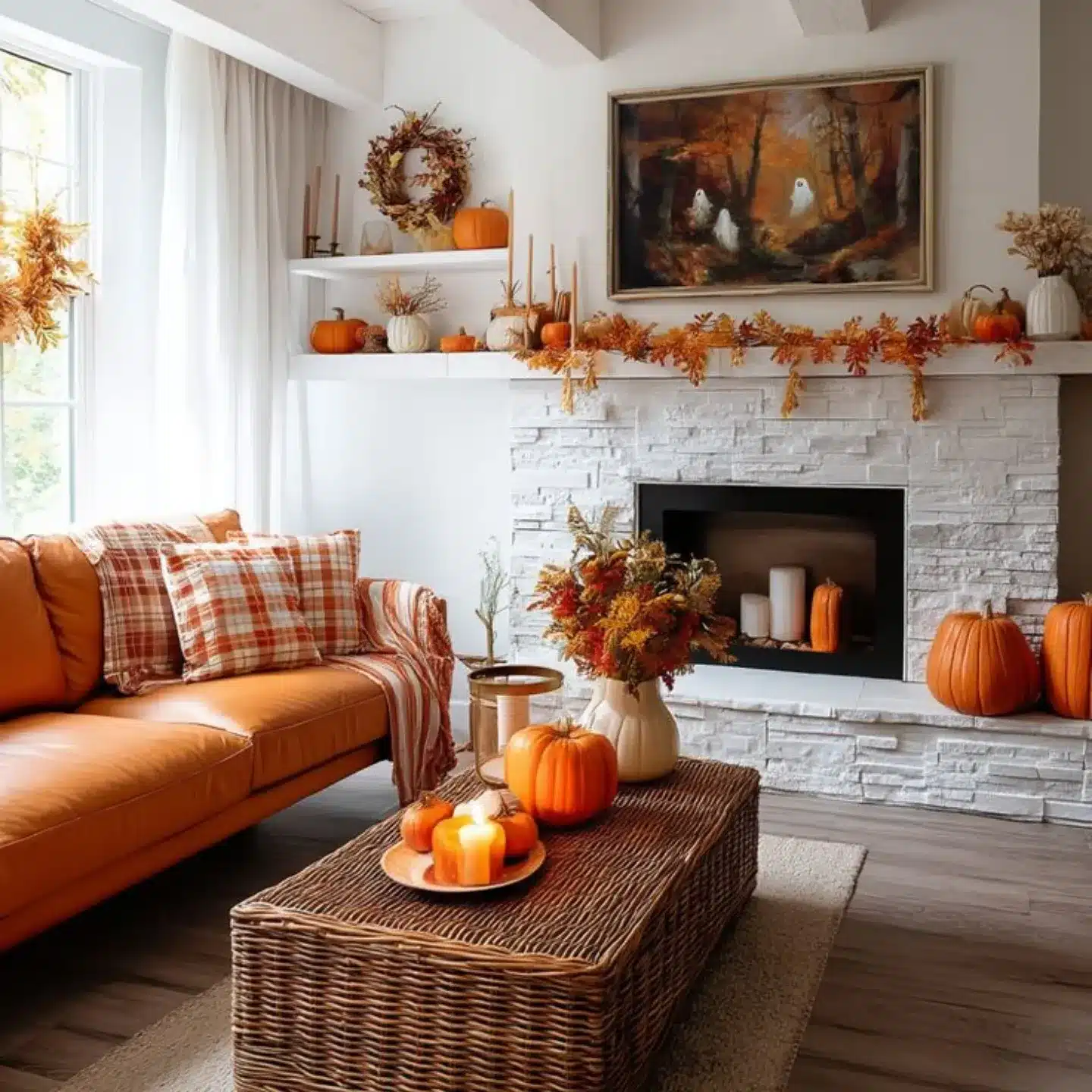 16. Classic Cottage Fall in Amber and Ivory - fall living room decor ideas