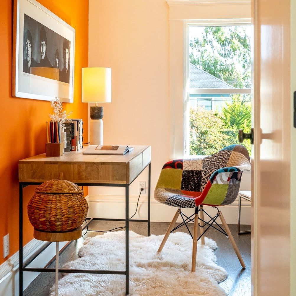 9. Sun-Kissed Simplicity in a Cozy Nook - orange office ideas