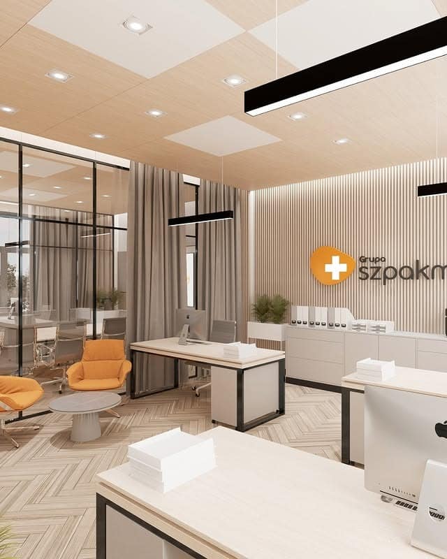 15. Refined Workspace with a Modern Orange Twist - orange office ideas