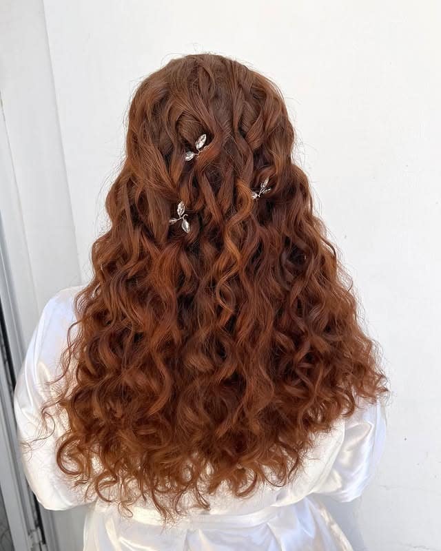 12. Copper Waves with Crystal Pins - Curly Hairstyles