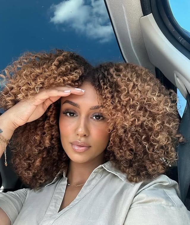 13. Honey Bronze Voluminous Fro - Curly Hairstyles