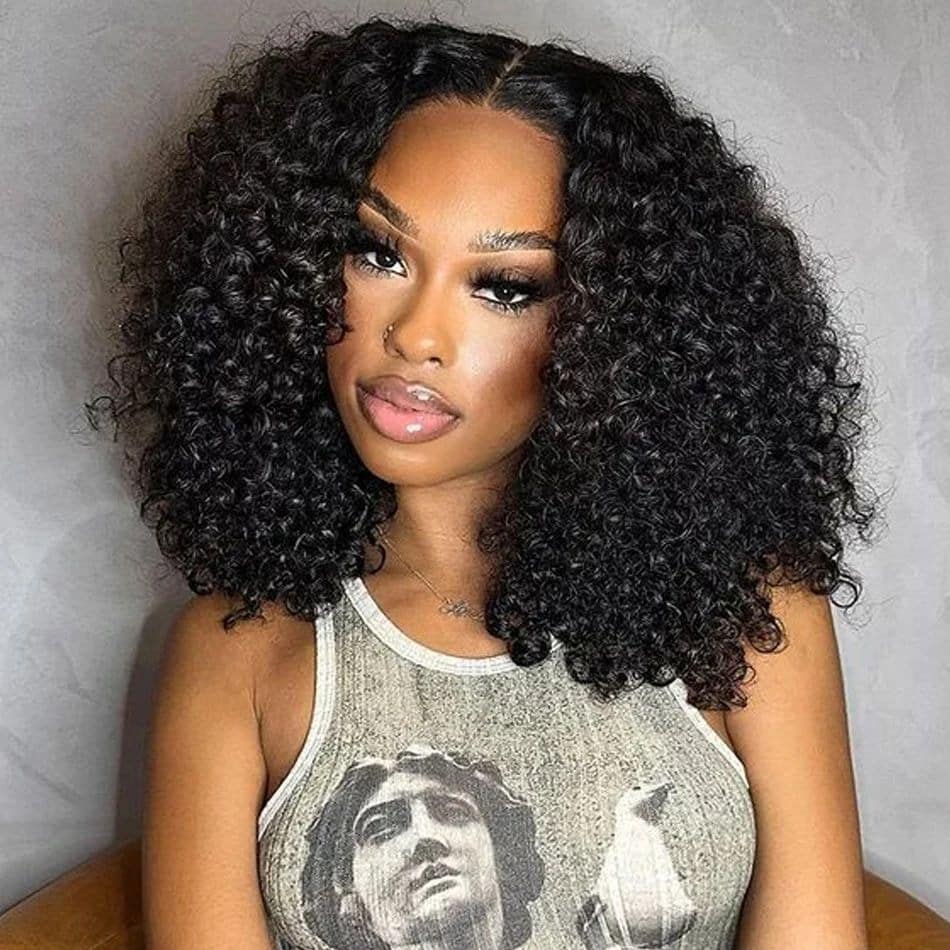 18. Glossy Black Mid-Length Curls - Curly Hairstyles