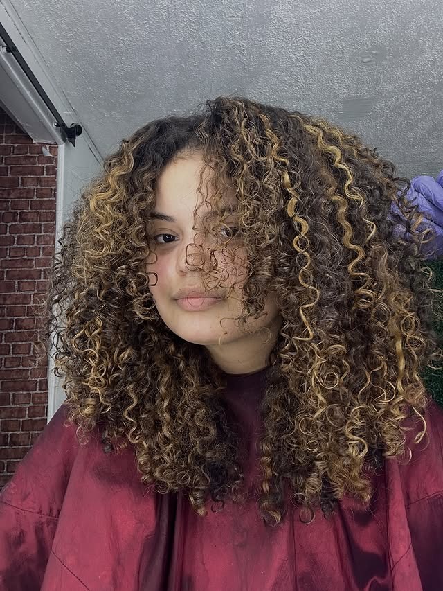 22. Golden Brown Layered Curly Cut - Curly Hairstyles