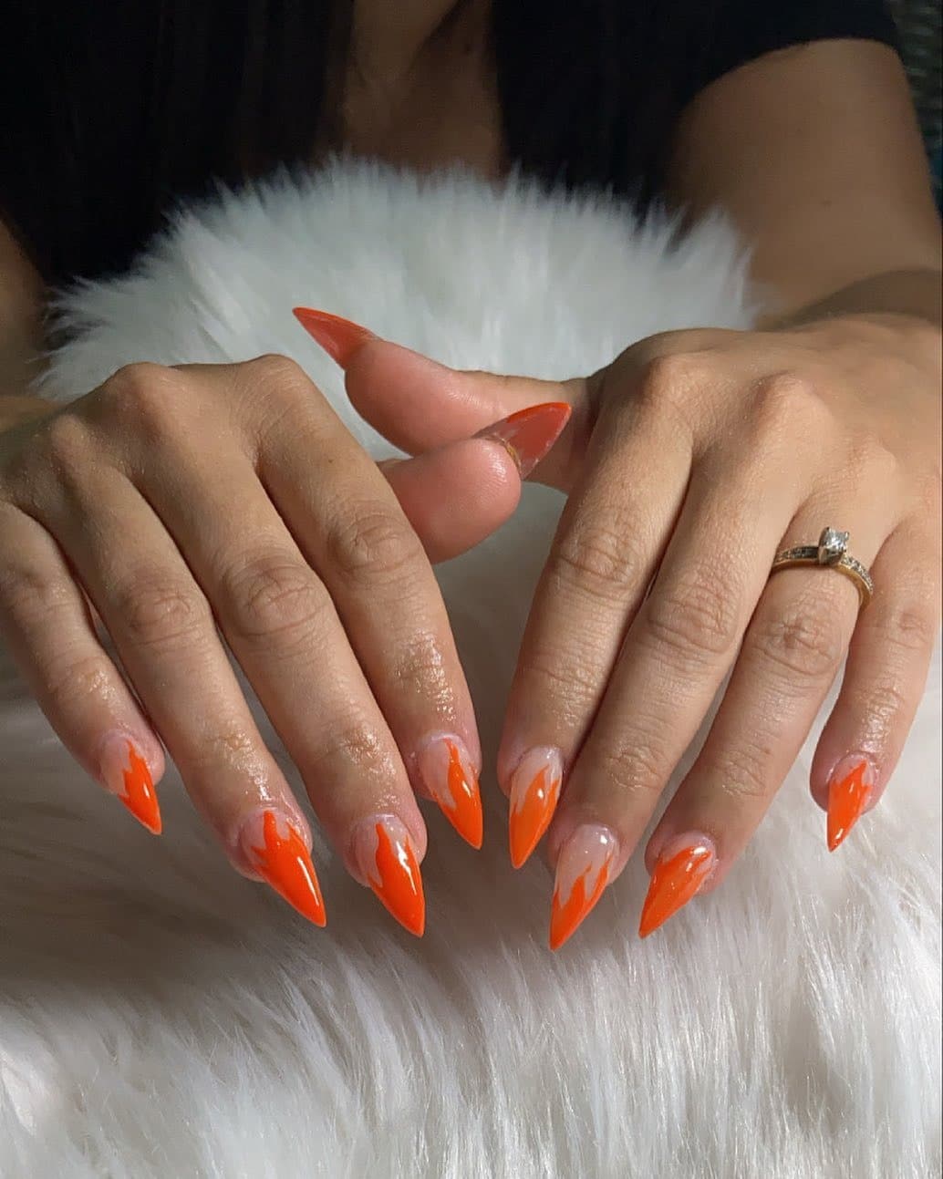 13. Fiery Flame Art Tips - neon orange nail ideas
