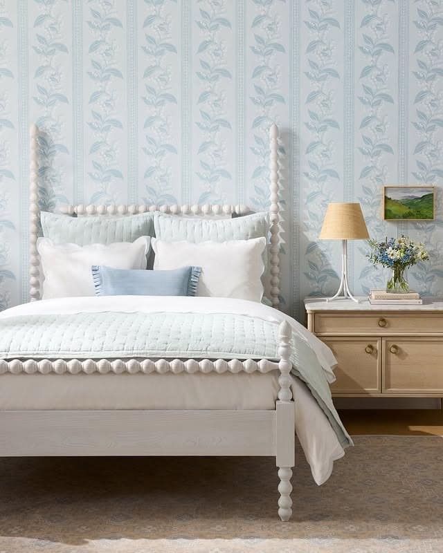 5. Whimsical Light Blue Elegance - teal and white bedroom ideas