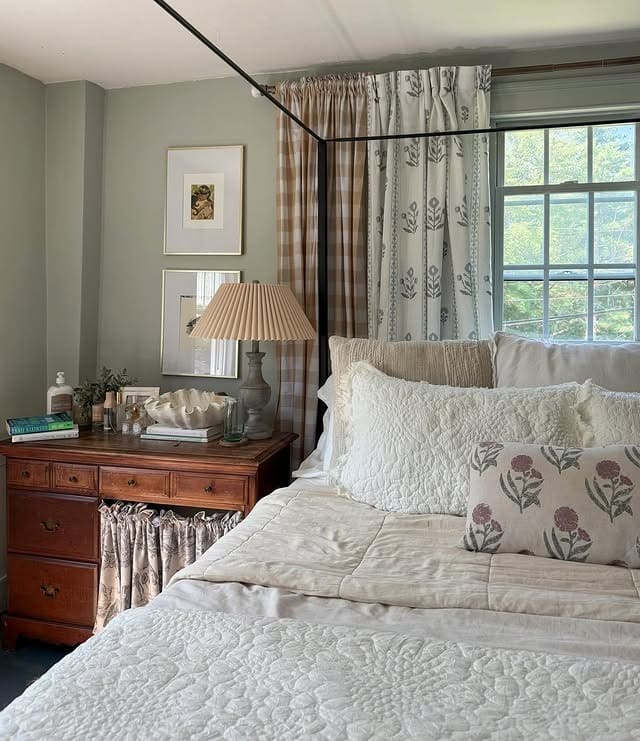 8. Layered Cottage Elegance - teal and white bedroom ideas