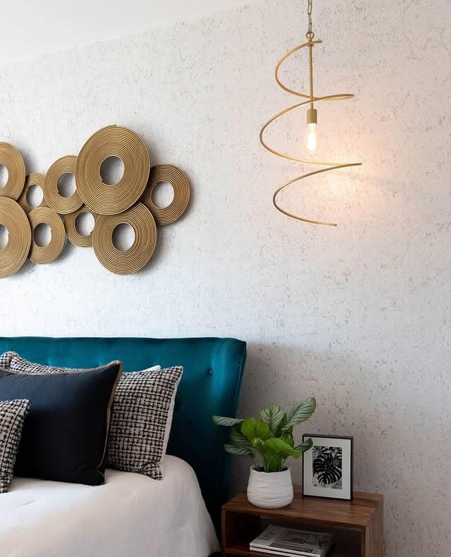 11. Modern Glamour with Teal Accents - teal and white bedroom ideas