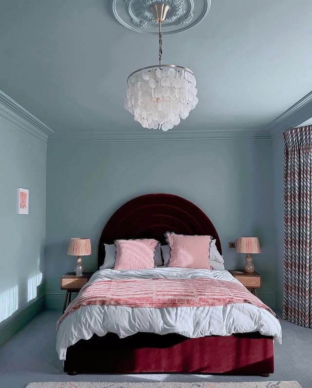 19. Teal and Blush Modern Romance - teal and white bedroom ideas