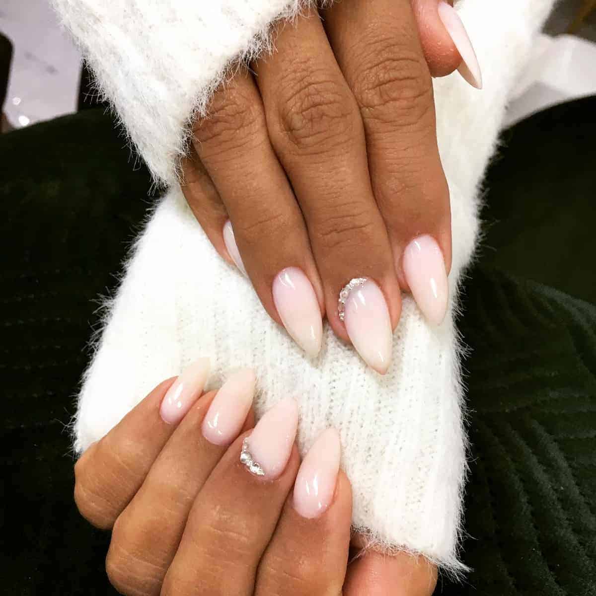 7. Blush Shimmer – Soft Pink Ombre Nails - new years eve nail ideas