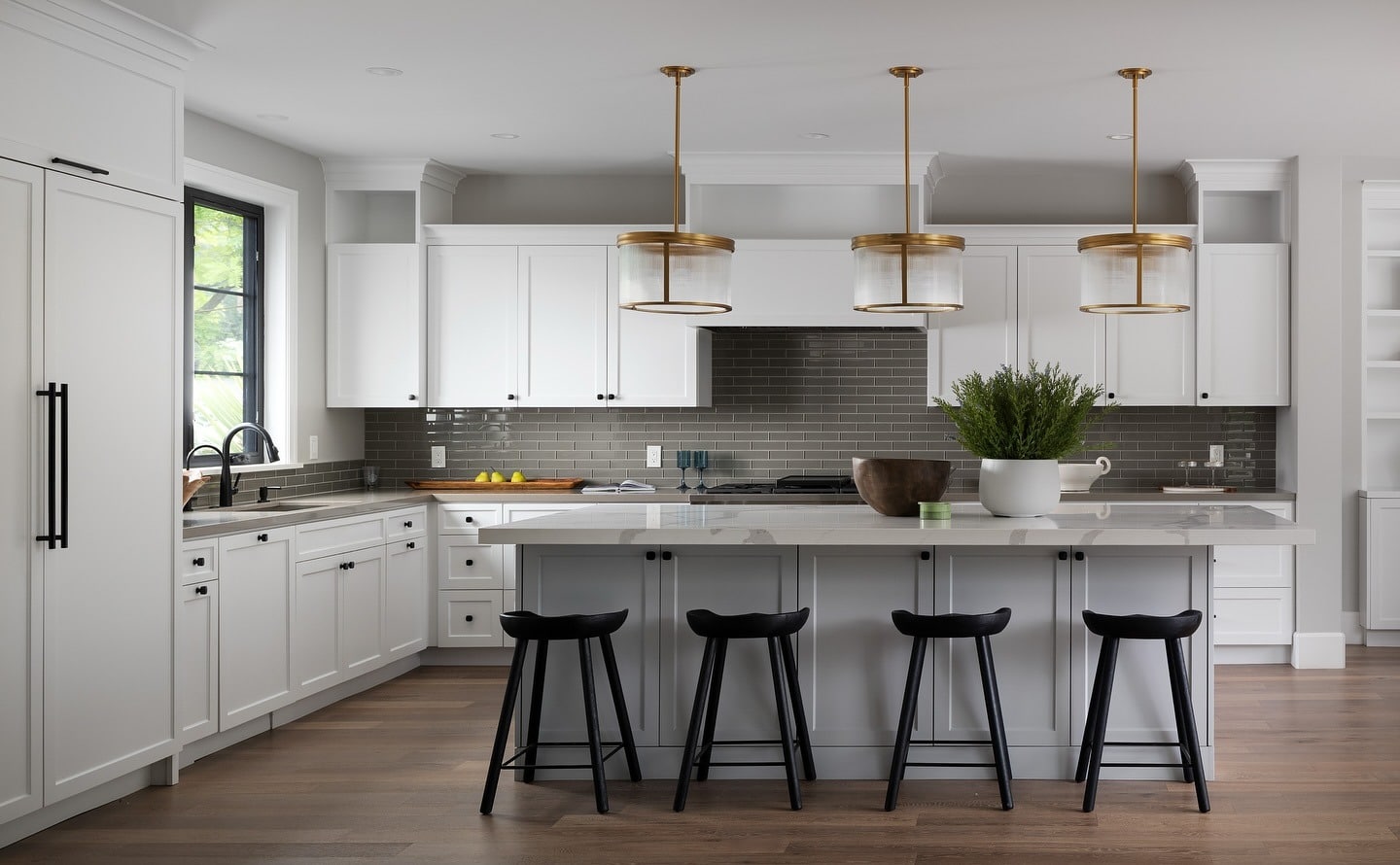 4. Urban Classic with Charcoal Accents - backsplash ideas for white kitchen