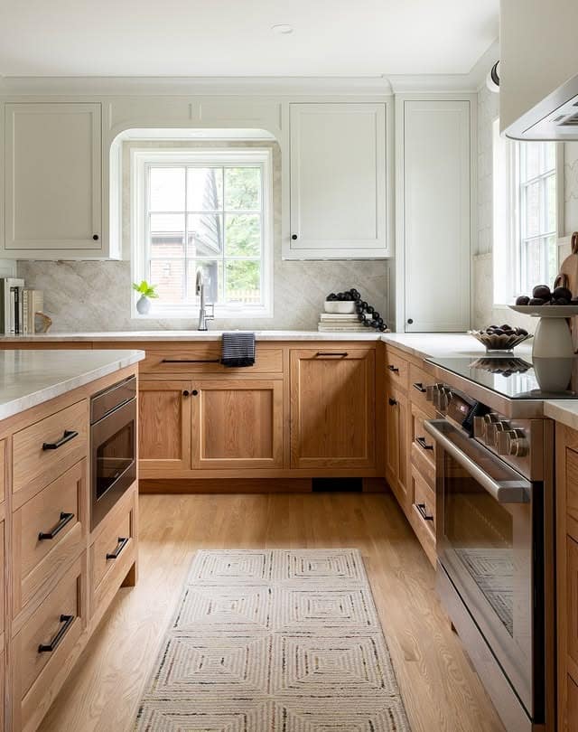 18. Modern Farmhouse in Oak and White - backsplash ideas for white kitchen