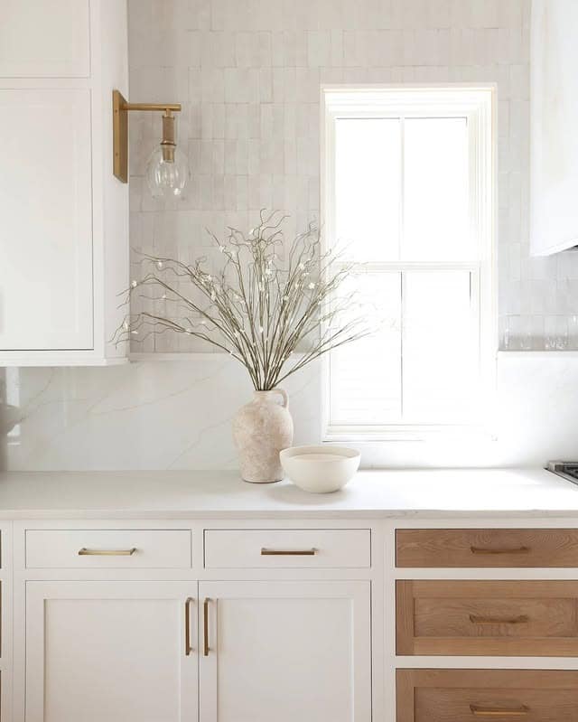 22. Light Neutrals with Subtle Contrast - backsplash ideas for white kitchen