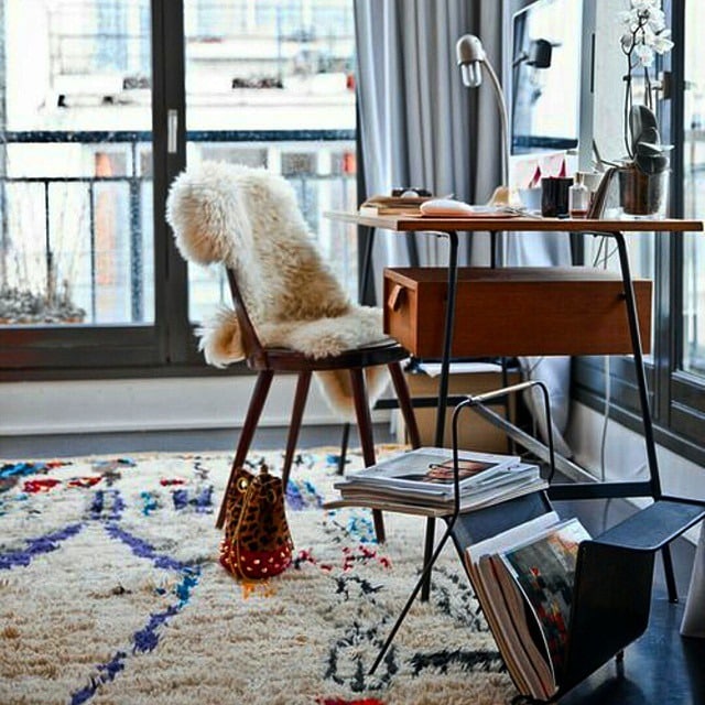 16. Eclectic Comfort with Retro Charm - simple office ideas