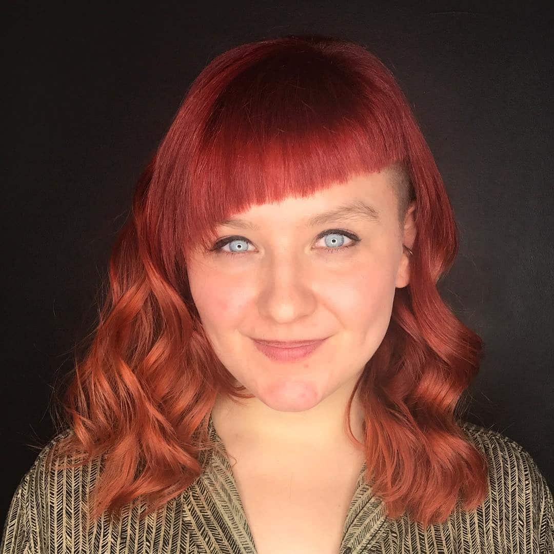 1. Fiery Copper Bob with Precision Micro Bangs - Asymmetrical Bangs Hairstyles