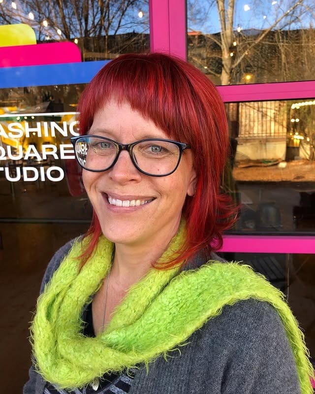 6. Scarlet Layered Bob with Cropped Fringe - Asymmetrical Bangs Hairstyles