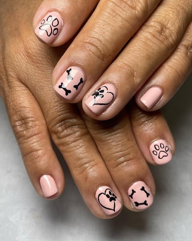 12. Pet Lover’s Pastel Art - paw print nail ideas