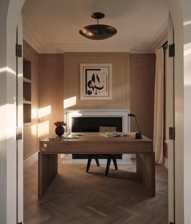 12. Warm Oak Study with Classic Balance - office ideas for men