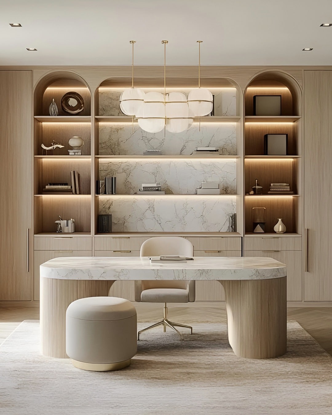 16. Marble and Maple Modern Luxury Office - office ideas for men