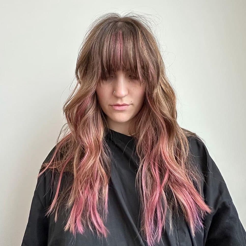 5. Bronzed Rose Gold Balayage with Textured Ends - Rose Gold Hair Color