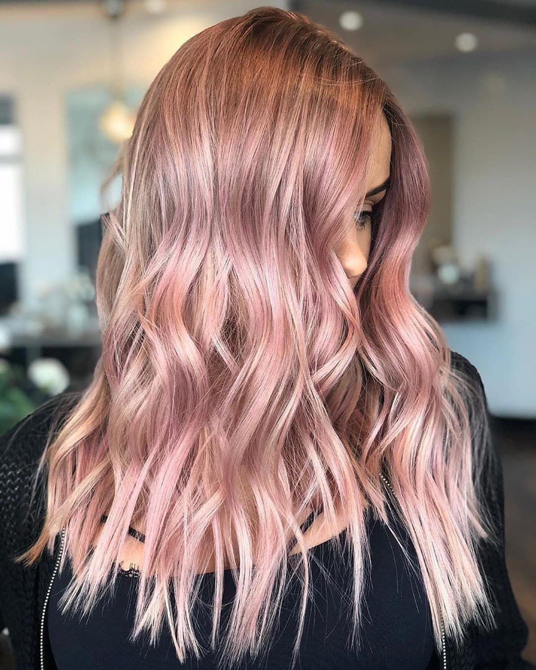 6. Muted Rose Gold Melt with Tousled Texture - Rose Gold Hair Color