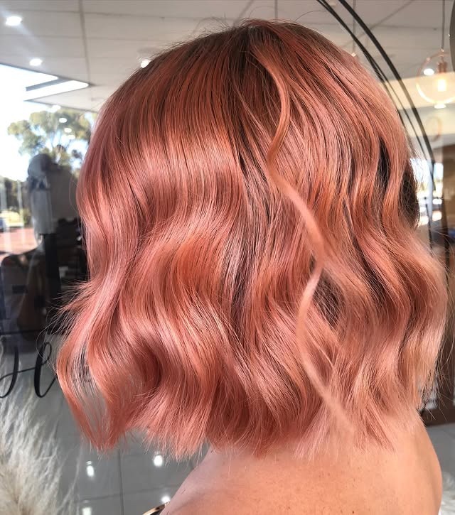 20. Copper Rose Gold Bob with Glossy Finish - Rose Gold Hair Color