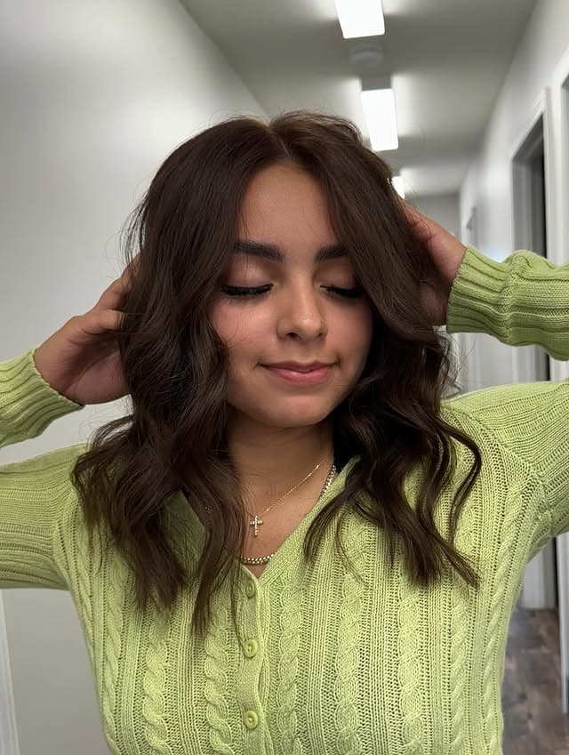 4. Warm Cocoa Waves - Brown Hair Color